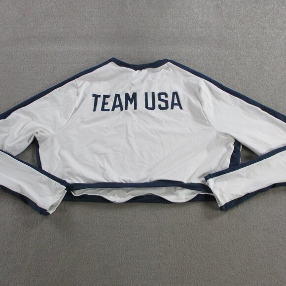SKIMS Team USA Olympics Top Womens XL White Blue Long Sleeve Cropped Tee NWT NEW - Picture 3 of 9
